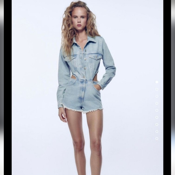 Zara Denim Cutout Jumpsuit - Picture 14 of 14